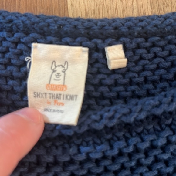Sh*t That I Knit Navy Cotton Sweater (L) - Picture 3 of 6